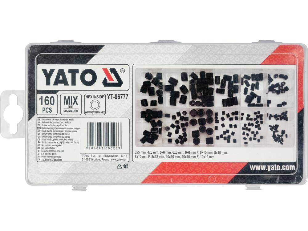 SET SURUBURI FARA YATO YT-06777 CAP, ALLEN, 160 BUC YATO - scule electrice si unelte profesionale - BricoMart