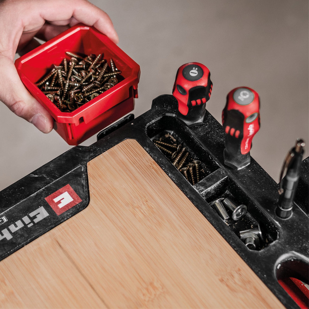 Sistem de cutii de transport Einhell E - Case Arbeitsplatte BricoMart - scule electrice si unelte profesionale - BricoMart