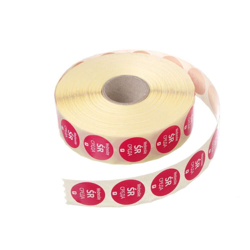 Stickere zilnice pt siguranta alimentelor - reutilizabile, HENDI, Miercuri, 1000 buc. rola, 1000 buc., 25x25mm RO - BG - EN