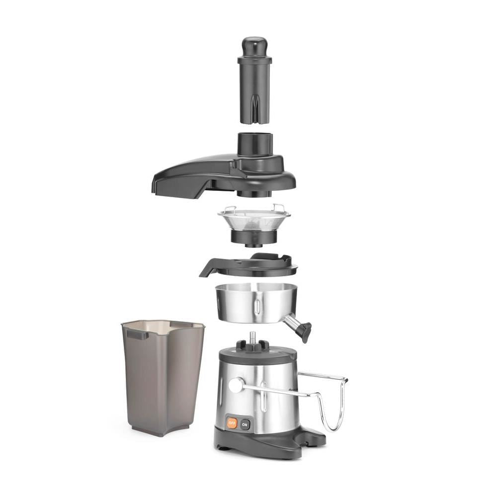 Storcator de fructe si legume 120 kg de fructe sau legume pe ora, viteza de rotatie 3000 rpm, recipient reziduri 7 litri, Hendi, dim.250x410x(H)530 mm