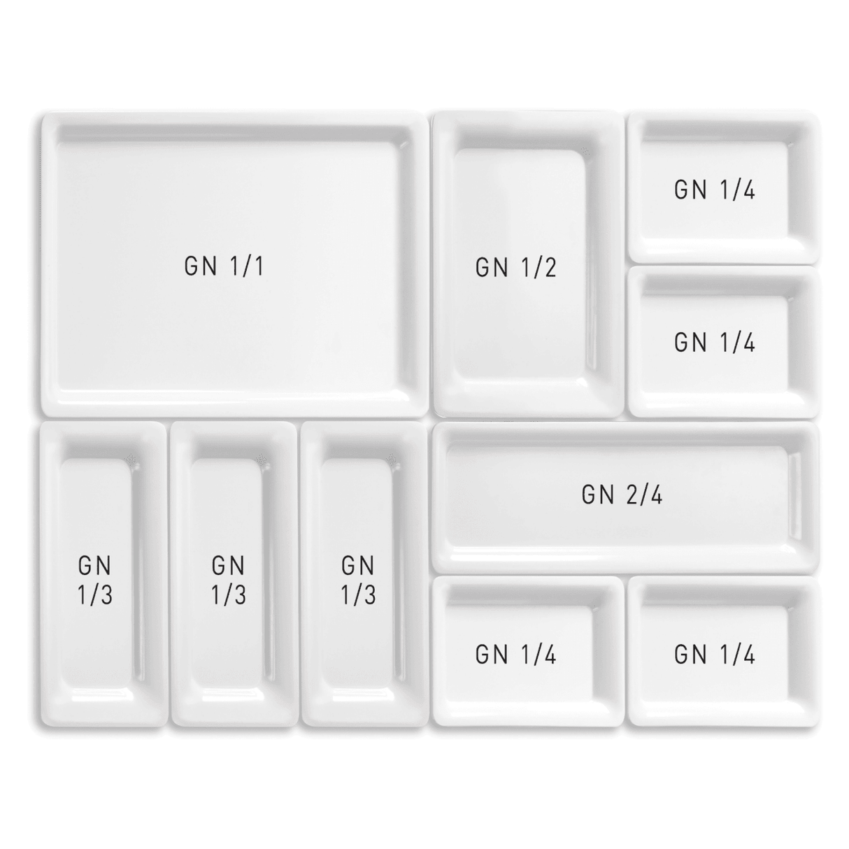 Tavă dreptunghiulară GN 2/4 melamină, albă 530x162x(H)30 FIne Dine