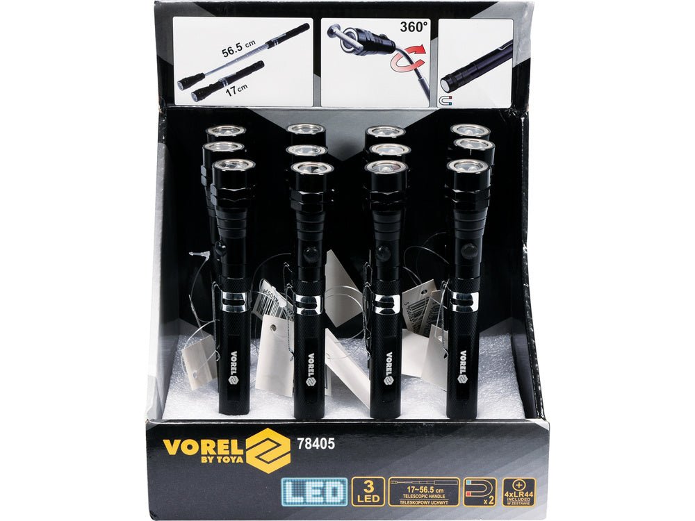 TELESCOP MAGNETIC CU VOREL 78405 LED, 17 - 56,5CM VOREL - scule electrice si unelte profesionale - BricoMart