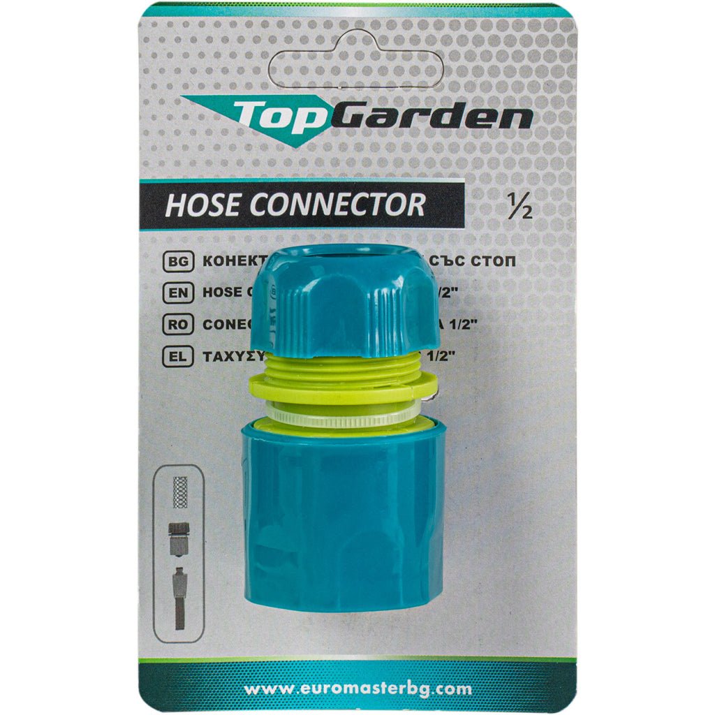 TOP GARDEN Mufa conectoare cu stop 1/2” TG Opreste apa la decuplare Top Garden - scule electrice si unelte profesionale - BricoMart