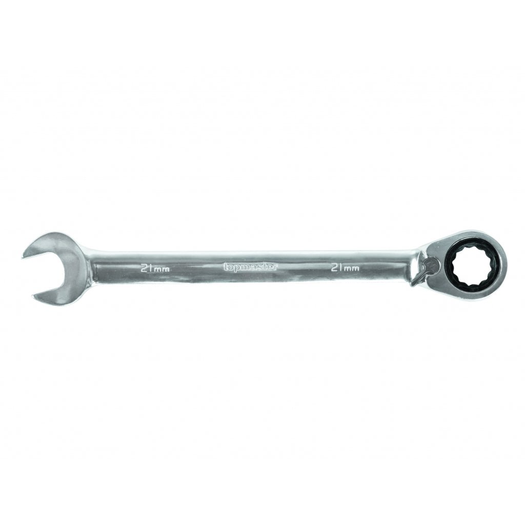 TOP MASTER PRO Cheie combinata cu clichet reversibil 19mm REVERS CR - V TMP Capatul cheii este inclinat cu 15 ° pentru lucru facil in spatii inaccesibile Material: otel crom - vanadiu de inalta cali Top Master Pro - scule electrice si unelte profesionale - BricoMart