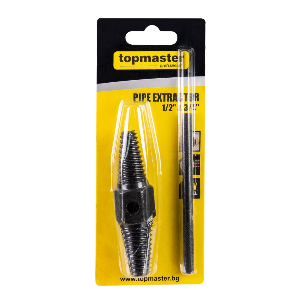 TOP MASTER PRO Extractor tevi 1/2" / 3/4" TMP Fabricat din aliaj crom - vanadiu Este folosit pentru îndepărtarea diferitelor tipuri de țevi, inclusiv țevi din cupru, PV Top Master Pro - scule electrice si unelte profesionale - BricoMart