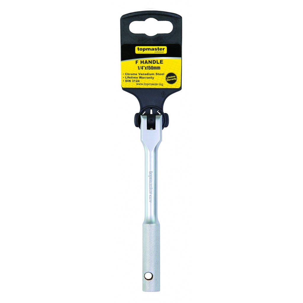 TOP MASTER PRO Maner flexibil 1/4" x 6" CR - V TMP Material: otel crom - vanadiu de inalta calitate Cap detasabil pentru operare in locuri greu accesibile Standard: DIN3121 Top Master Pro - scule electrice si unelte profesionale - BricoMart
