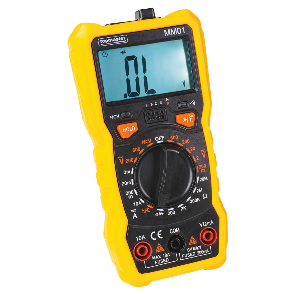TOP MASTER PRO Multimetru MM01 TMP Multifuncționalitate: Permite măsurarea tensiunii AC și DC, curentului, rezistenței, capacității și verificarea diodei. Top Master Pro - scule electrice si unelte profesionale - BricoMart