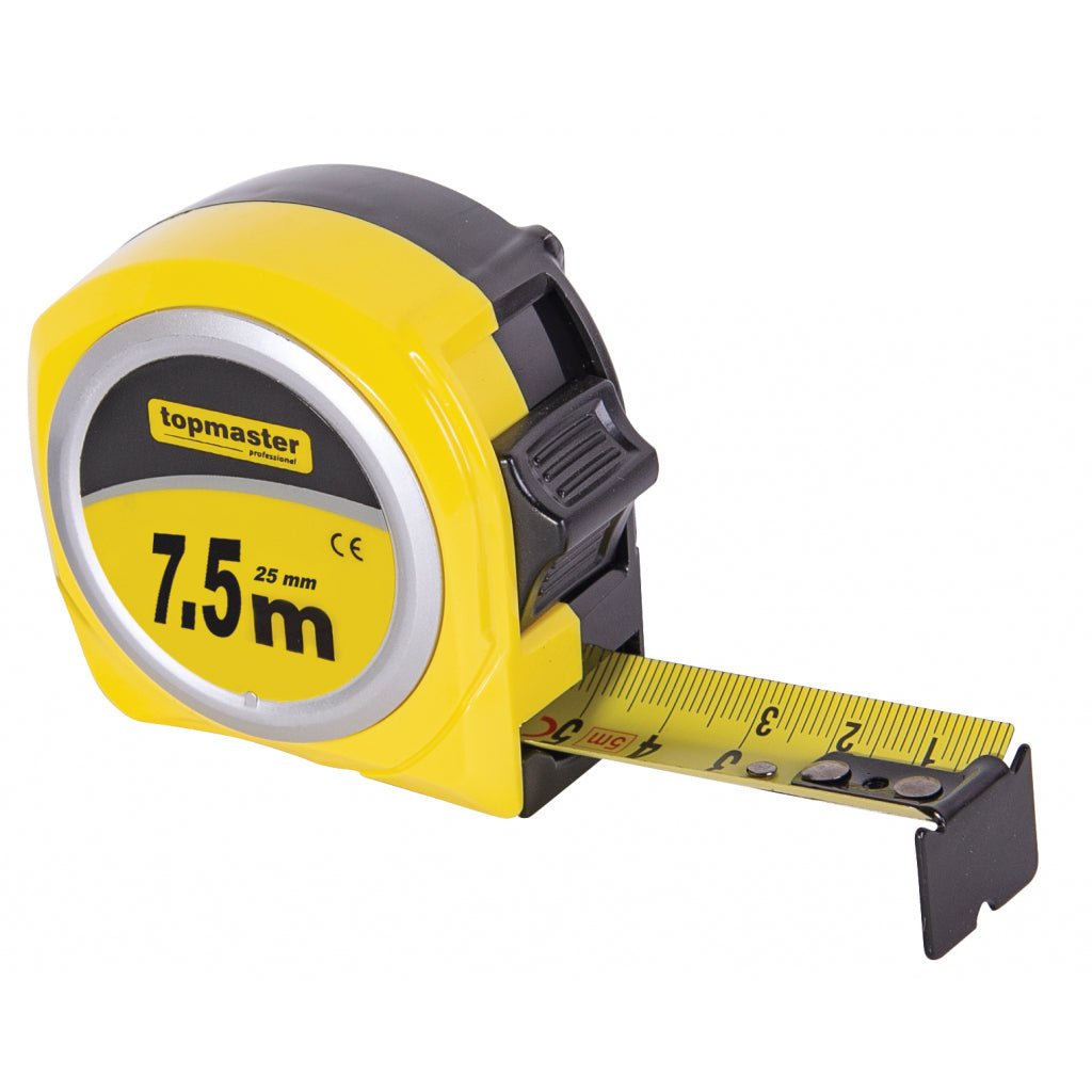 TOP MASTER PRO Ruleta compacta 7.5mx25mm TMP Posibilitate masurare pe partea din spate a benzii Carcasa antisoc ABC Top Master Pro - scule electrice si unelte profesionale - BricoMart