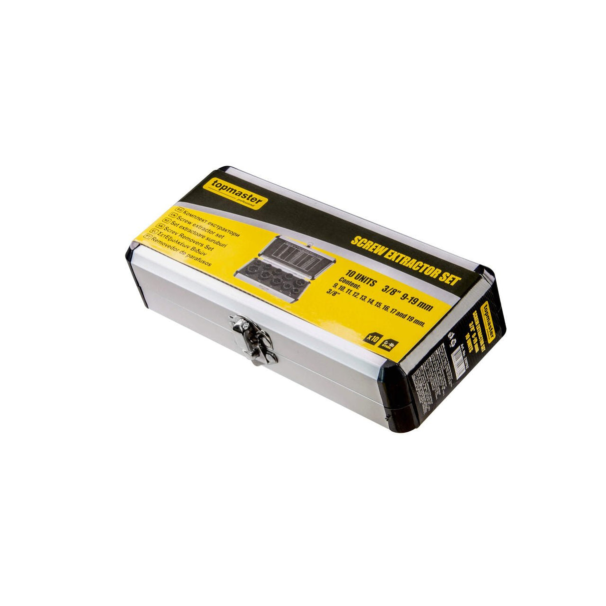 TOP MASTER PRO Set 10 buc extractoare suruburi 3/8" - 9 - 19 mm TMP Set extractor special pentru slăbirea șuruburilor și piulițelor deteriorate de la 9 la 19 mm Au un profil special cu mar Top Master Pro - scule electrice si unelte profesionale - BricoMart