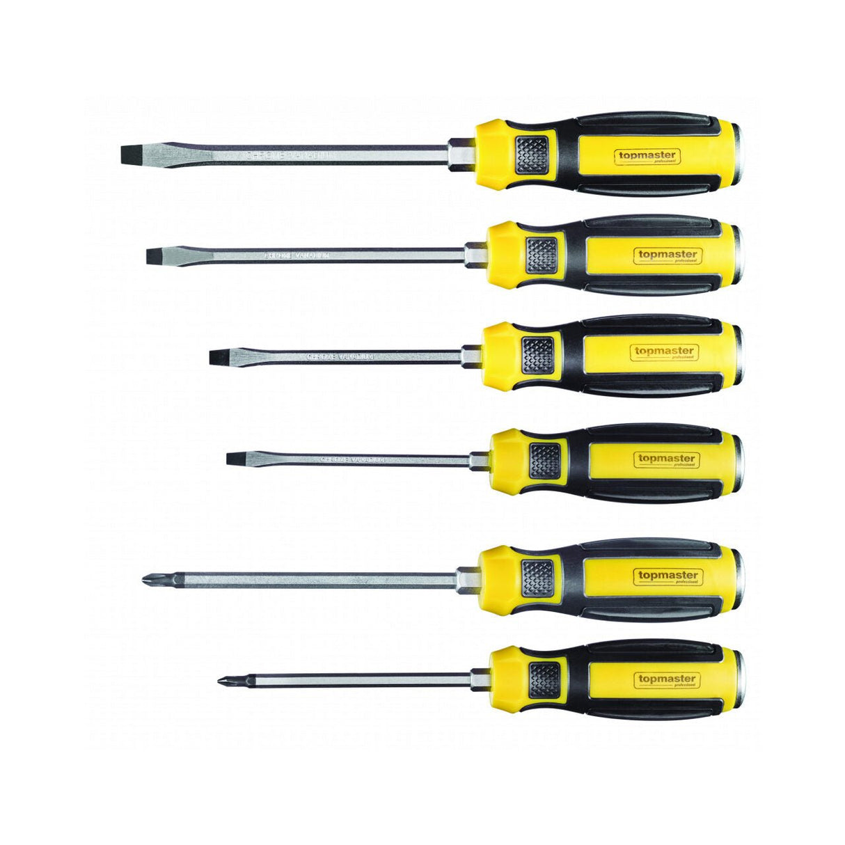 TOP MASTER PRO Set 6 surubelnite de forta CR - V TMP Material:otel crom - vanadiu Cap metalic pentru impact Top Master Pro - scule electrice si unelte profesionale - BricoMart