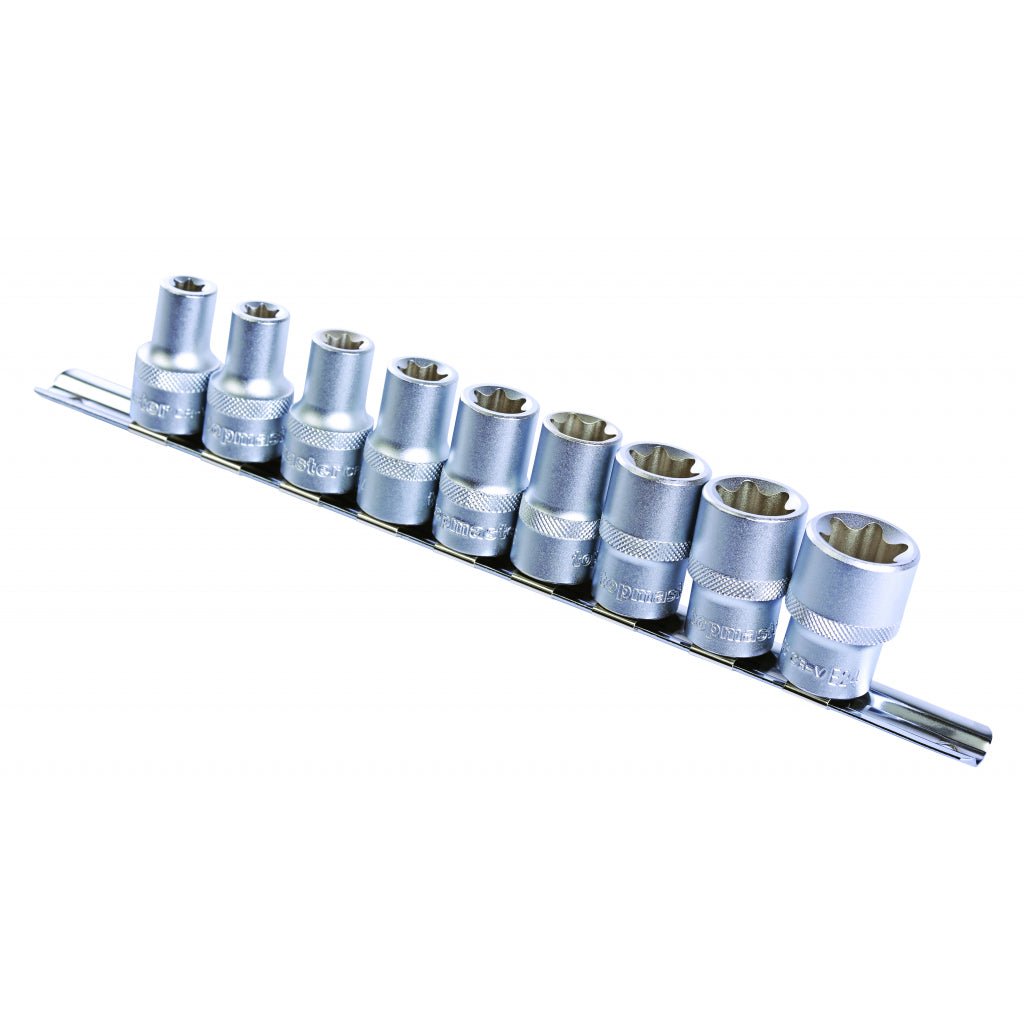 TOP MASTER PRO Set tubulare 1/2" 9pcs CR - V TMP Material: otel crom - vanadiu de inalta calitate Placat cu nichel Top Master Pro - scule electrice si unelte profesionale - BricoMart