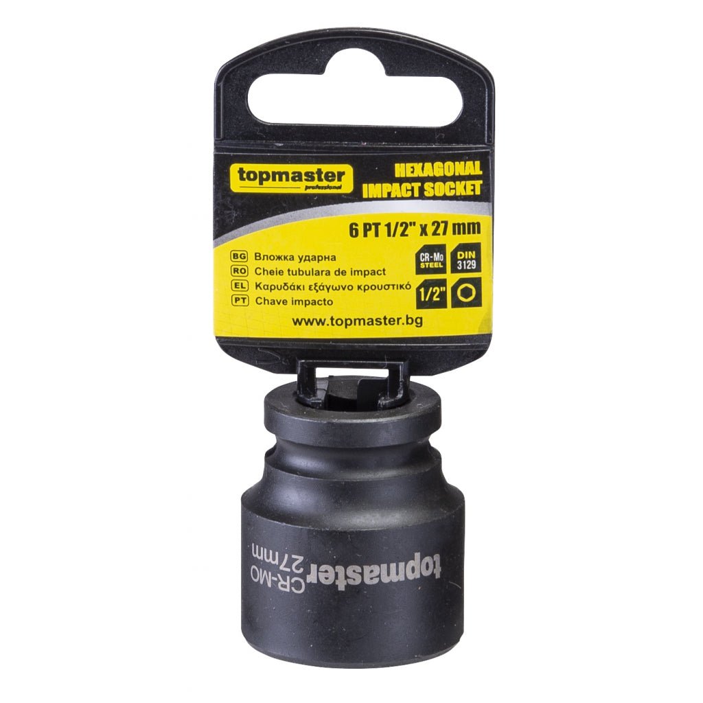 TOP MASTER PRO Tubulara de impact 1/2"10mm CR - MO TMP Material: otel calit crom - molibden de inalta calitate Potrivit pentru chei de impact pneumatice Standard - DIN3129 Top Master Pro - scule electrice si unelte profesionale - BricoMart