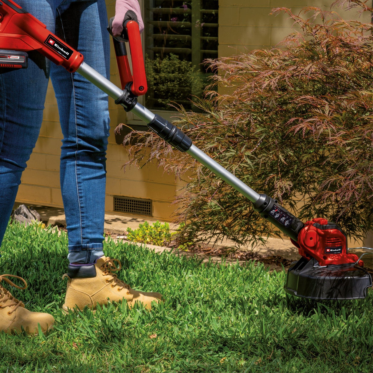 Trimmer de tuns iarba/gazon pe acumulator Einhell GE - CT 18/28 Li TC - Solo Power X - Change (Li - ion, 18 V, incl. carucior de tuns, fir cu latime de taiere de 28 cm, livrare fara acumulator sau incarcator Einhell - scule electrice si unelte profesionale - BricoMart