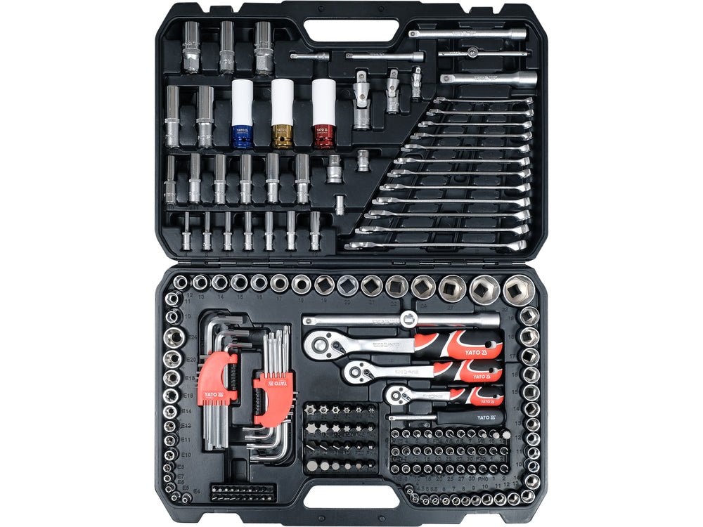 TRUSA TUBULARE 1/4'', 3/8'', 1/2'' 198 PIESE Yato YT - 38850 - 6.3 mm, 9.5 mm, 12.7 mm, CrMo Yato - scule electrice si unelte profesionale - BricoMart