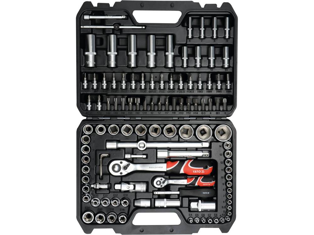 TRUSA TUBULARE SI YATO YT - 38791 ANTRENOR 1/4, 1/2, 108 PIESE YATO - scule electrice si unelte profesionale - BricoMart