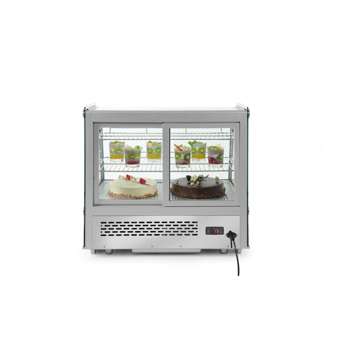 Vitrina rece pt prezentare, 120 lt, interval temp. 0-6 gr C, 160 W, corp inox, ARKTIC by Hendi, 707x570x(H)680mm, Clasa energetica B