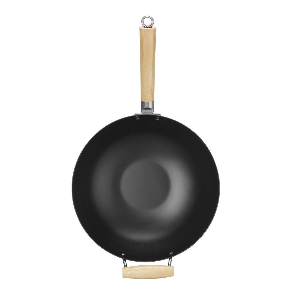 Wok cu maner din lemn Ø 32 cm (H) 100mm otel carbon