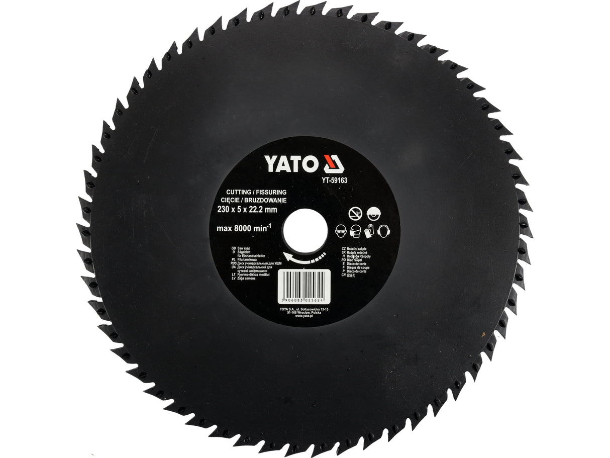 DISC CIRCULAR-RASPEL PT YATO YT-59163 LEMN,230X22.2 MM