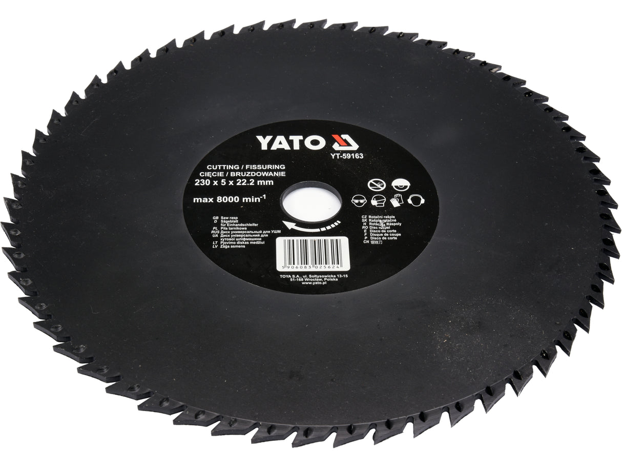 DISC CIRCULAR-RASPEL PT YATO YT-59163 LEMN,230X22.2 MM
