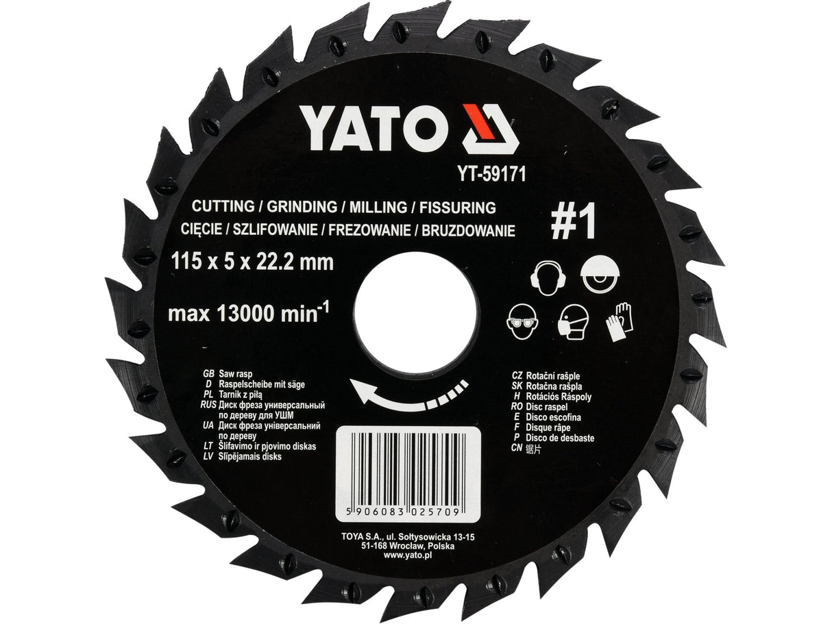 DISC CIRCULAR-RASPEL PENTRU YATO YT-59171 LEMN, 115X22.2MM, NR1