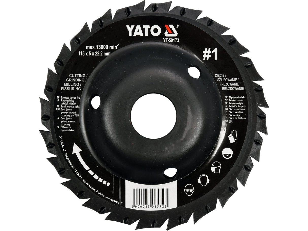 DISC CIRCULAR RASPEL YATO YT-59173 , DEPRESAT, 115X22.2MM, NR1