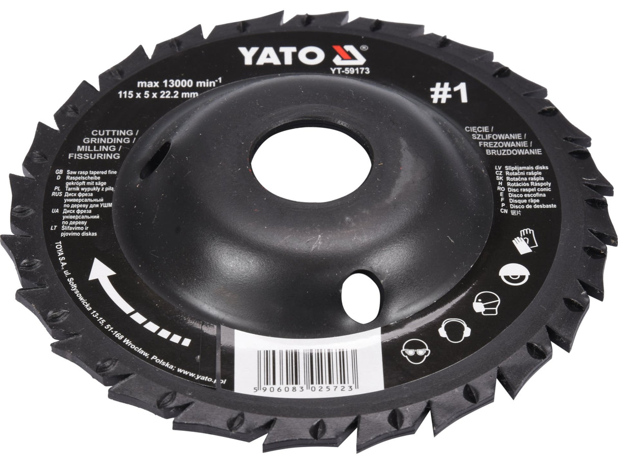 DISC CIRCULAR RASPEL YATO YT-59173 , DEPRESAT, 115X22.2MM, NR1