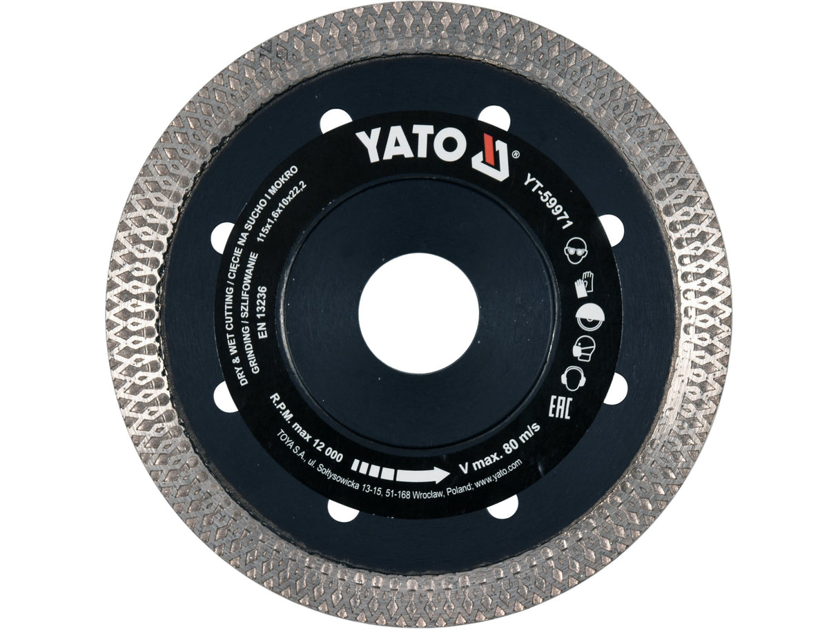 DISC DIAMANTAT, 115X22.2X1.6MM YATO YT-59971