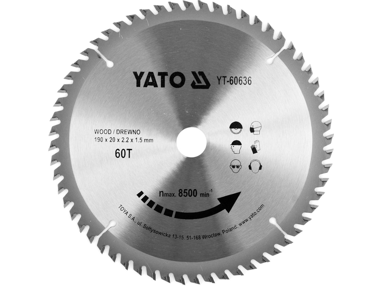 DISC CIRCULAR PENTRU YATO YT-60636 LEMN 190X60TX20MM