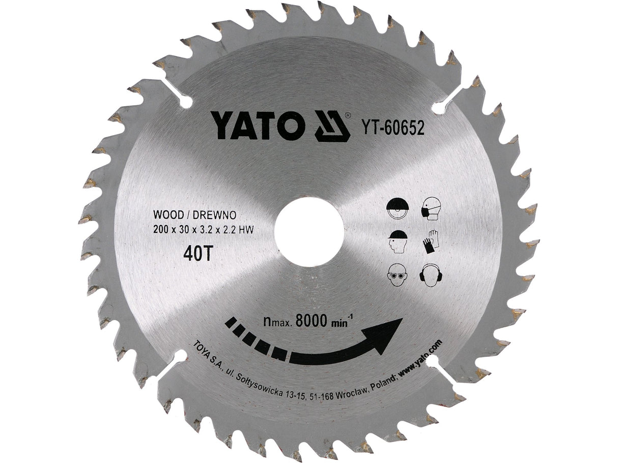 DISC CIRCULAR LEMN, YATO YT-60652 210X30X3.2MM, 40 DINTI