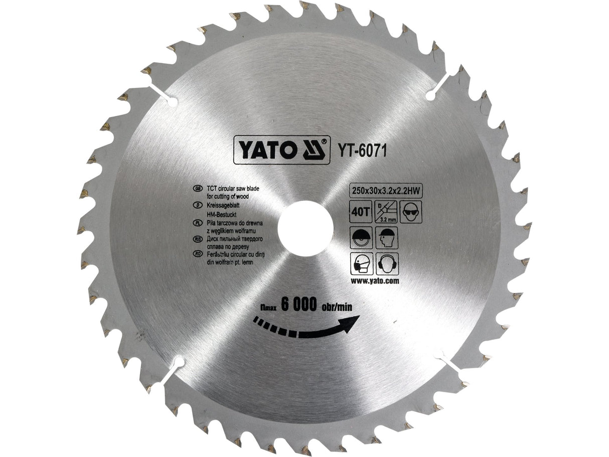 DISC FIERASTRAU CIRCULAR YATO YT-6071 PENTRU LEMN 250X40X30MM