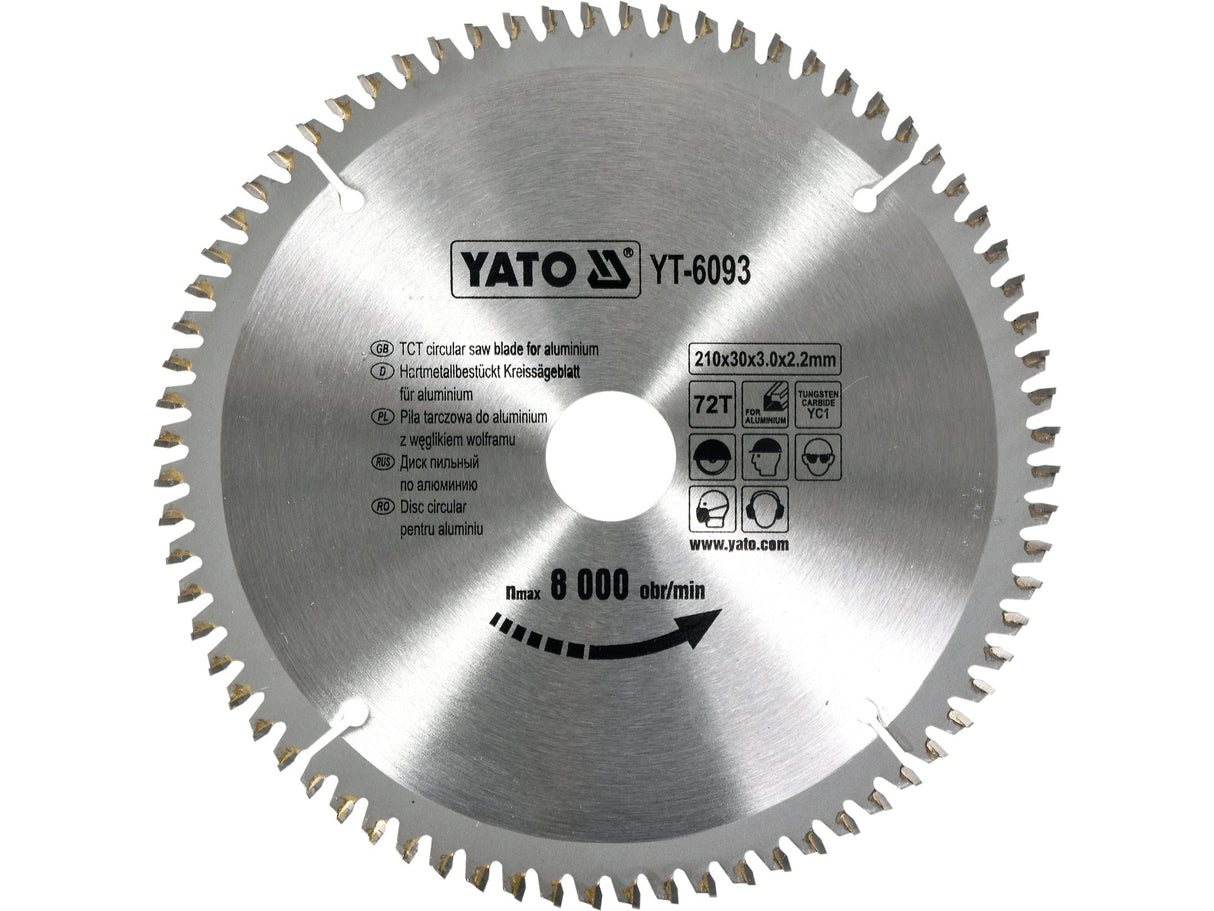 DISC FIERASTRAU CIRCULAR YATO YT-6093 PENTRU ALUMINIU 210X30X72MM