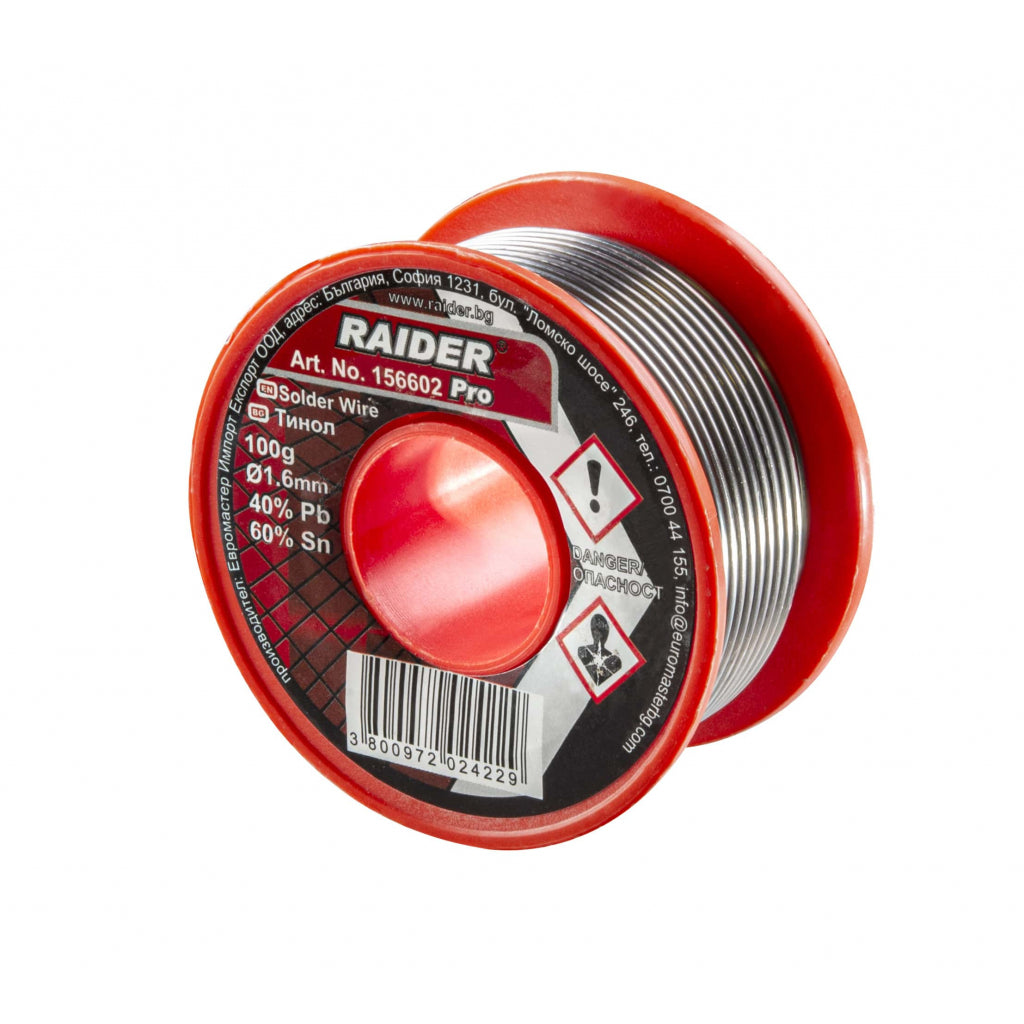 RAIDER Fludor ø1.6mm 100g 60%Sn 40%Pb Pro -