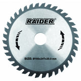 RAIDER Disc circular pentru lemn 160x24Tx20.0mm RD-SB06 Potrivit pentru taierea lemnului Pastile din carburi