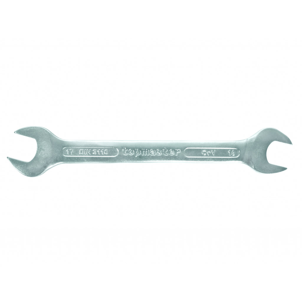 TOP MASTER PRO Cheie fixa 18х19mm CR-V TMP DIN 3110 Material: otel crom-vanadiu de inalta calitate presat la cald Finisaj crom mat permanent Standard: DIN3110
