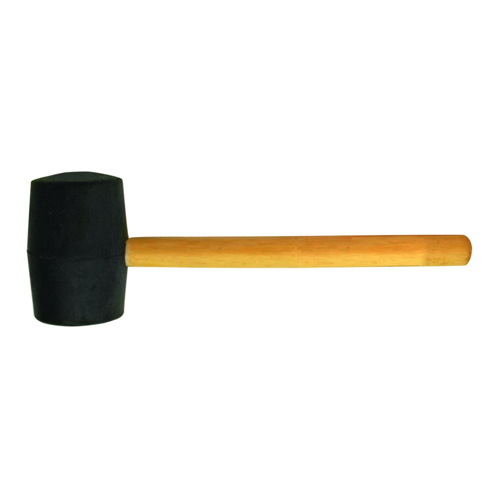 BASIC Ciocan cauciuc negu maner lemn rotund 340g BS Capatul este fabricat din cauciuc foarte elastic