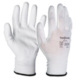 TOP STRONG Manusi poliuretan – alb, marime 10 Complet acoperite cu poliuretan Din poliester fara cusaturi