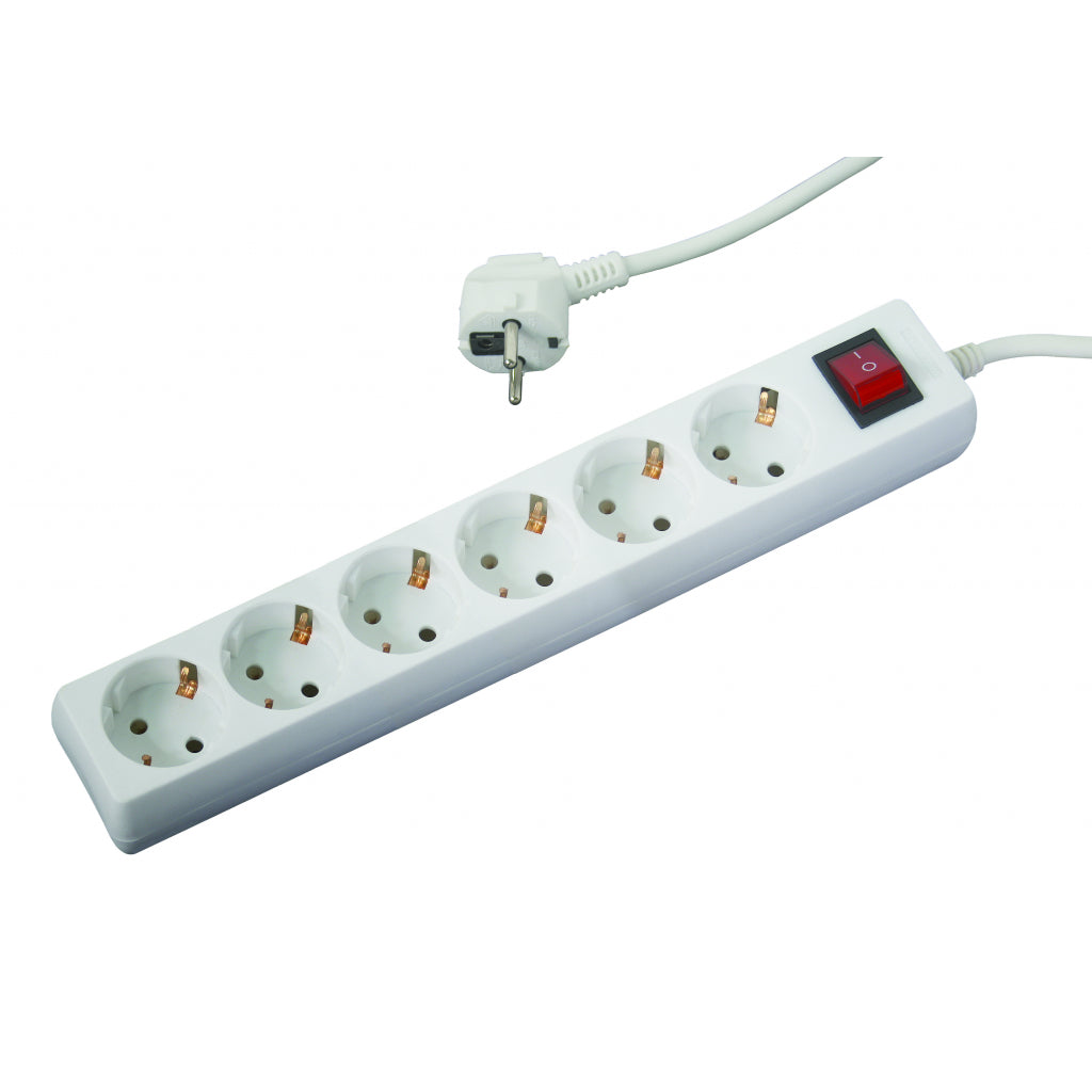MAKALON Prelungitor 6 prize 1.5mx1.5mm cu intrerupator Corp alb si cablu Intrerupator