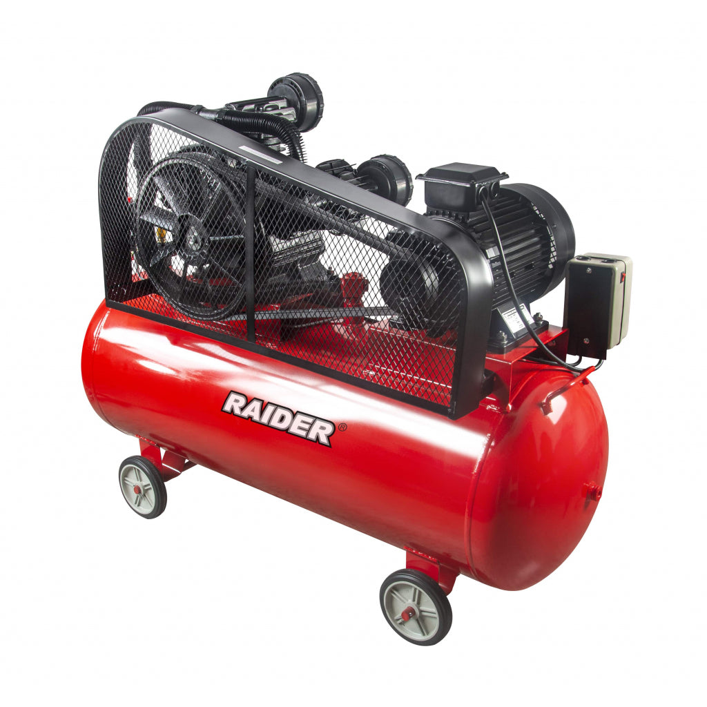 RAIDER Compresor aer 270l 7.5kW 380V 900l/min RD-AC06 Regulator de presiune Transmisie pe curea Compresor puternic, trifazic, cu debit mare Rezervor de 270 L