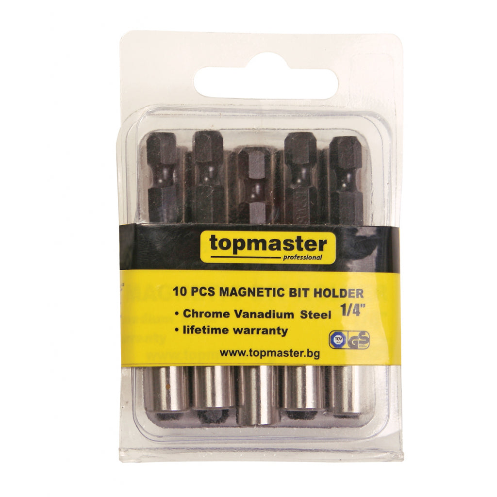 TOP MASTER PRO Adaptor magnetic pt. biti gips carton set 10pcs CR-V TMP Acoperire anticoroziune crom-nichel Cu magnet puternic