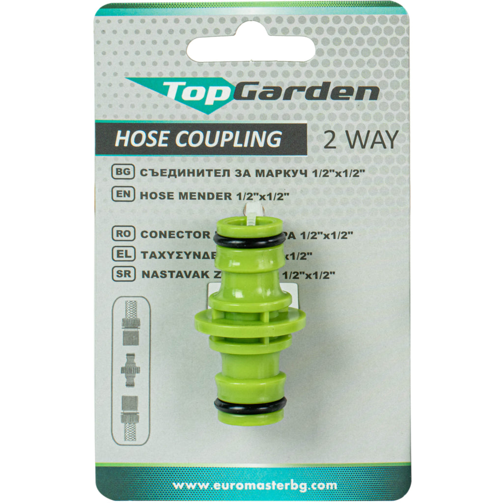 TOP GARDEN Niplu furtun 2 sensuri 1/2"-1/2" TG Material: ABS