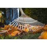 GARDEX Grebla pentru frunze cu coada de lemn 22 de dinti GX Tip: Greblă de grădină cu formă evantai Aplicații:Pentru frunze, iarbă și resturi ușoare Număr dinți: 22 Formă cap: Evan