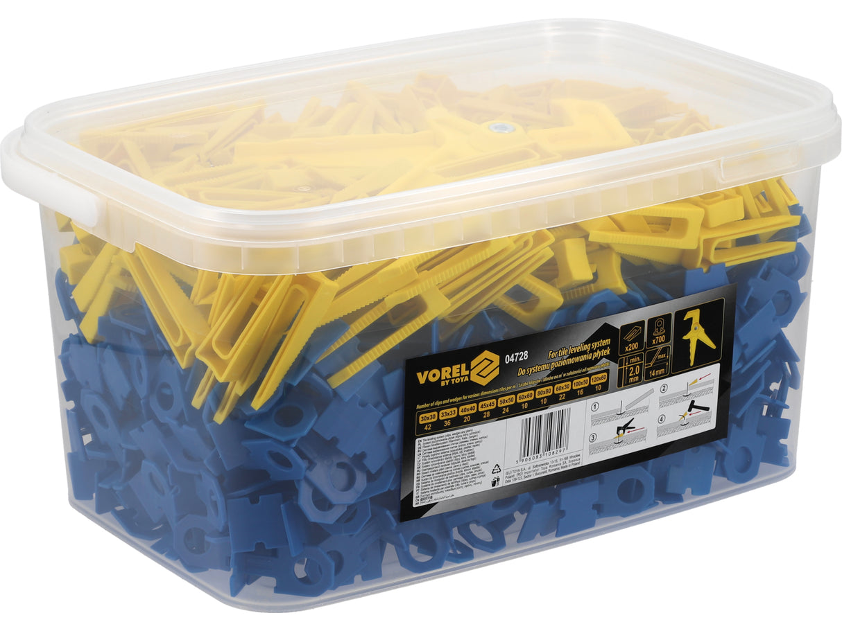 SISTEM NIVELARE PLACI VOREL 04728 2MM 700 CLIPS + 200 PENE + CLESTE