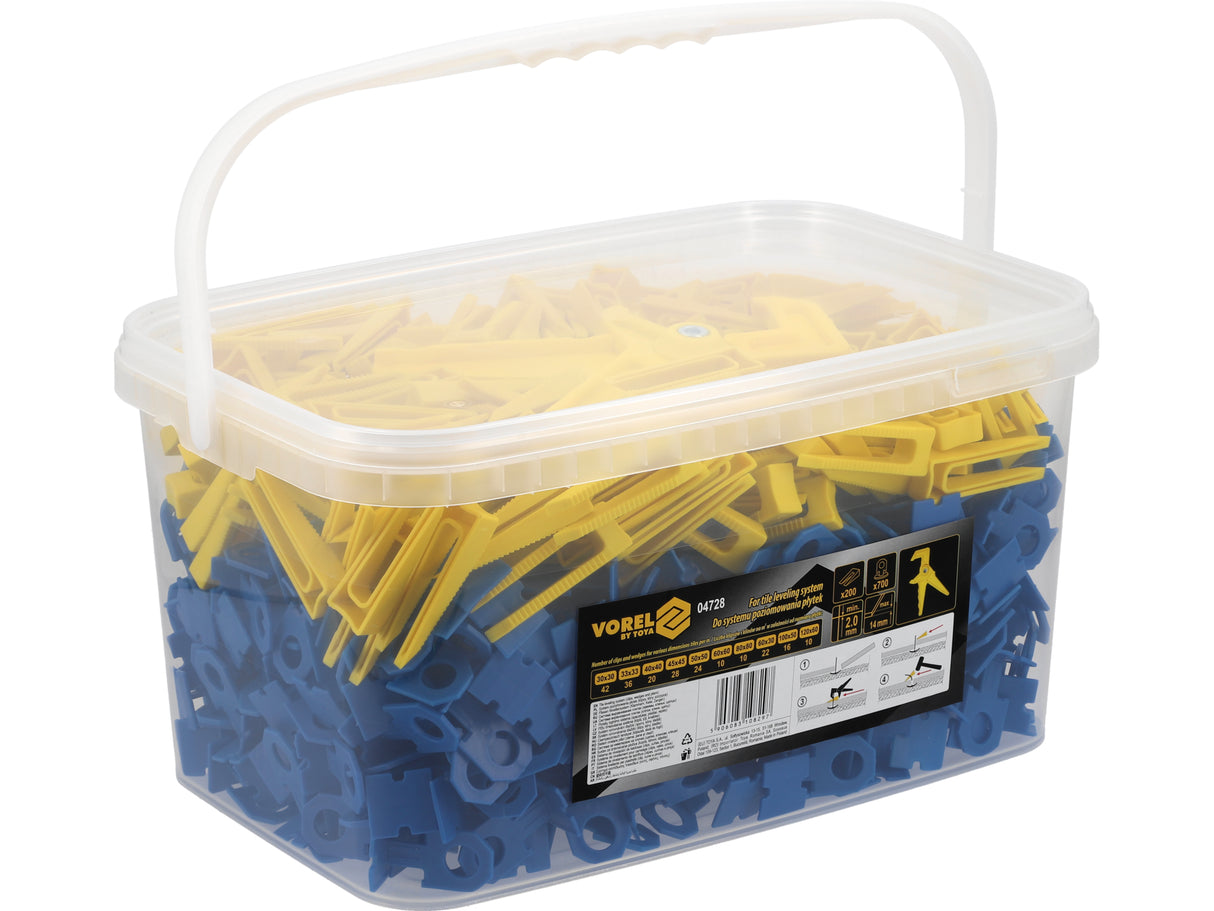 SISTEM NIVELARE PLACI VOREL 04728 2MM 700 CLIPS + 200 PENE + CLESTE