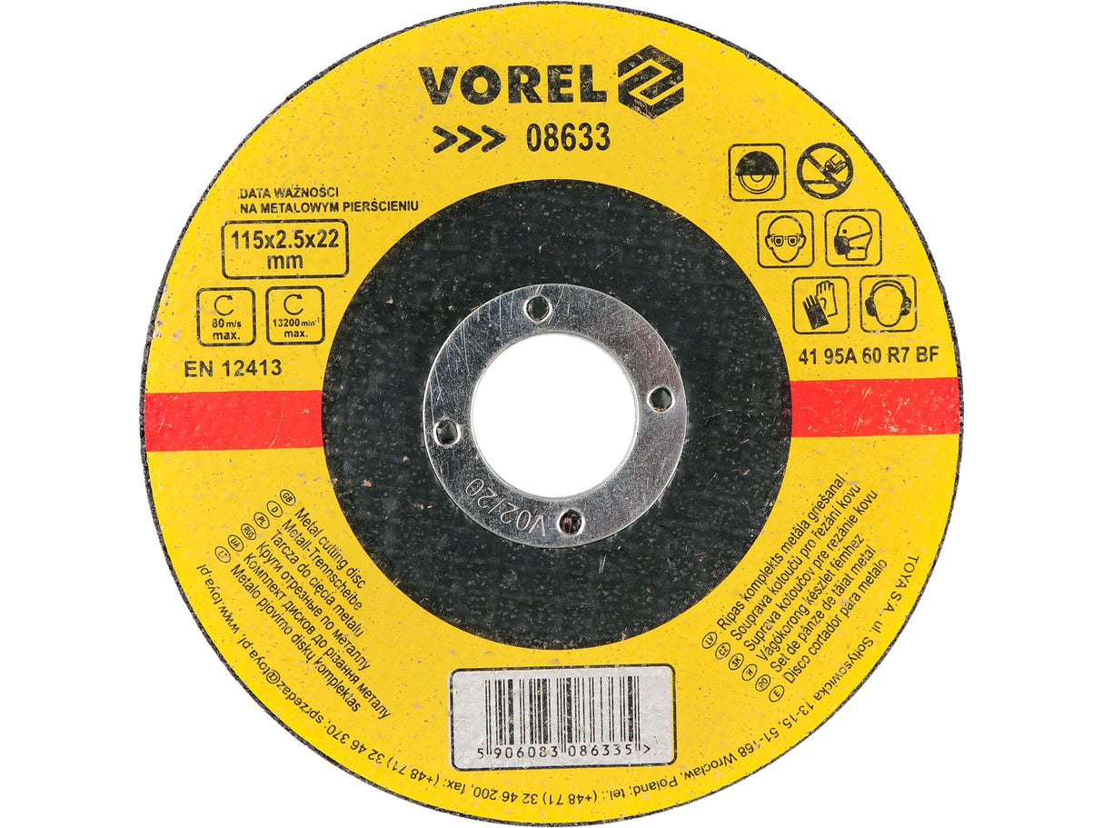 DISC TAIERE METAL VOREL 08633 115X2,5X22MM DISC ABRAZIV DEBITAT METALE 115X2,5X22