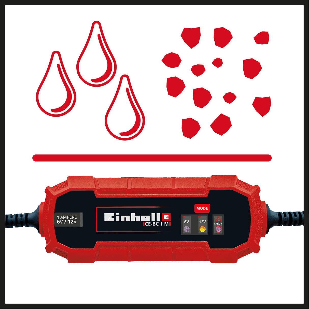 Redresor auto Einhell CE-BC 1 M incarcator inteligent de baterii cu control prin microprocesor pentru diverse tipuri de baterii, pana la max. 32 Ah, curent de incarcare max. 1 amper