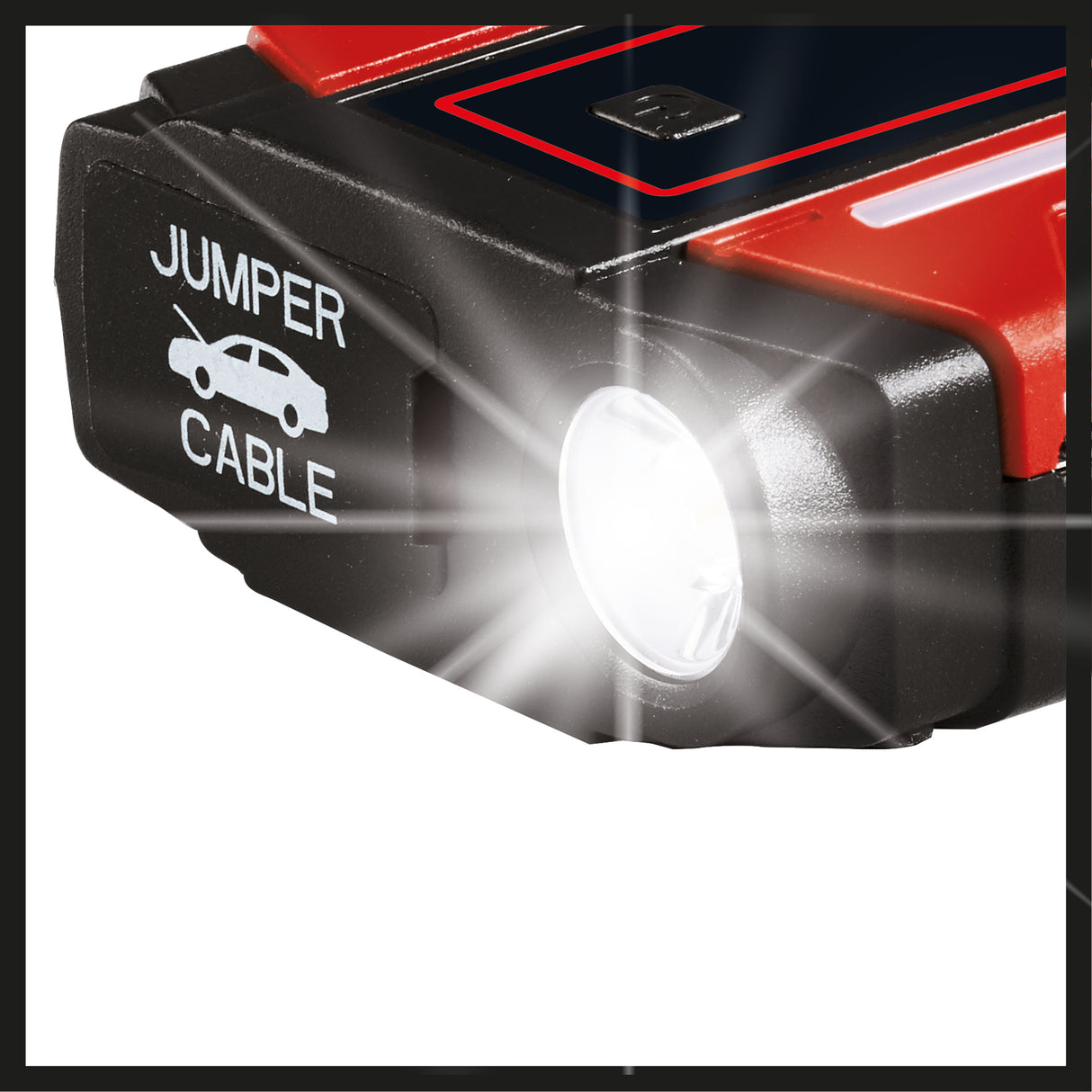 Einhell CE-JS 8/1 indító, 12 V, 3x2500 mAh újratölthető LiPo akkumulátor, LED töltésjelző, LED lámpa, 12V/200A indítás, indítókábel, 2 USB port