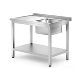 Masa cu chiuveta si o polita , HENDI, Kitchen Line, 1000x700x(H)850mm