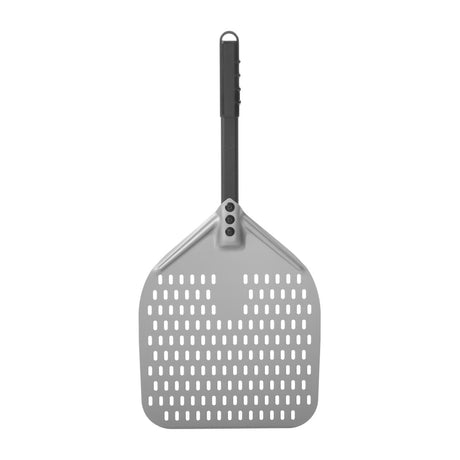 Lopata de pizza patrata perforata cu maner scurt negru, 355x710 mm