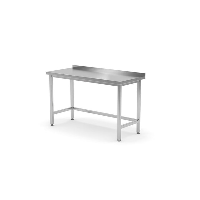 Masa de lucru cu rebord si fixare in perete,Hendi,adancime 700mm, pregatita pentru asamblare, Kitchen Line, 1200x700x(H)850mm.