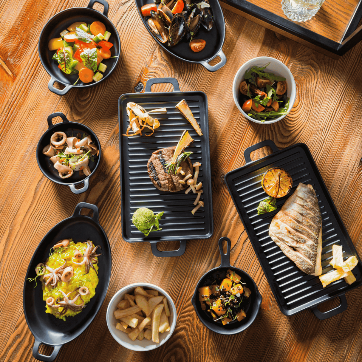 Vas servire in forma de grill, 320x162x(H)20 mm, melamina, Hendi Little Chef